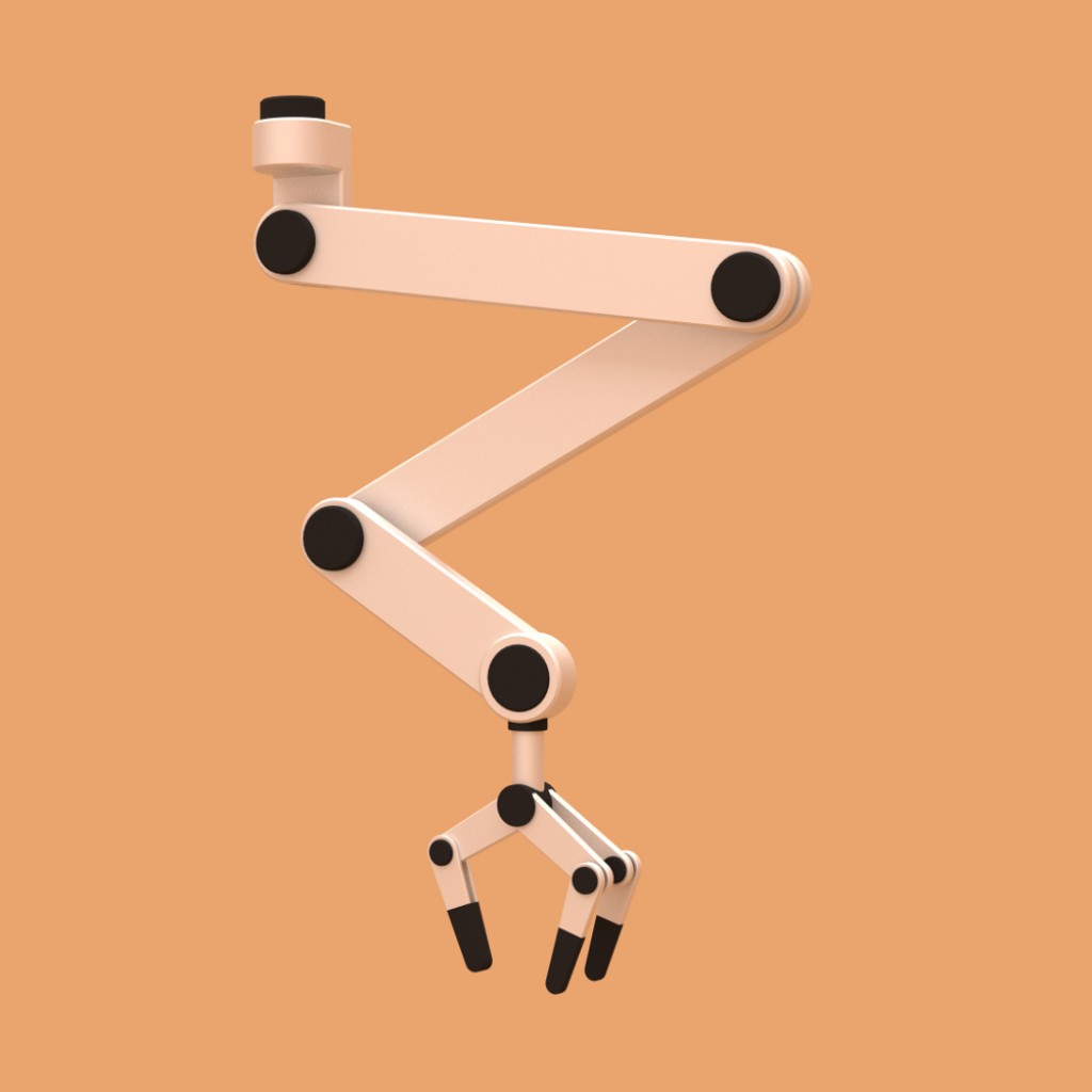 Simple robotic arm- three fingered end effector (Cycles Render) preview image 1